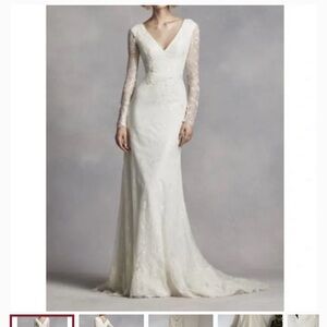 White by Vera Wang V-Neck Lace Wedding Dress